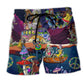Hippie Bus Skull Dancing Moon Beach Shorts For Halloween Vacation And Festival Style