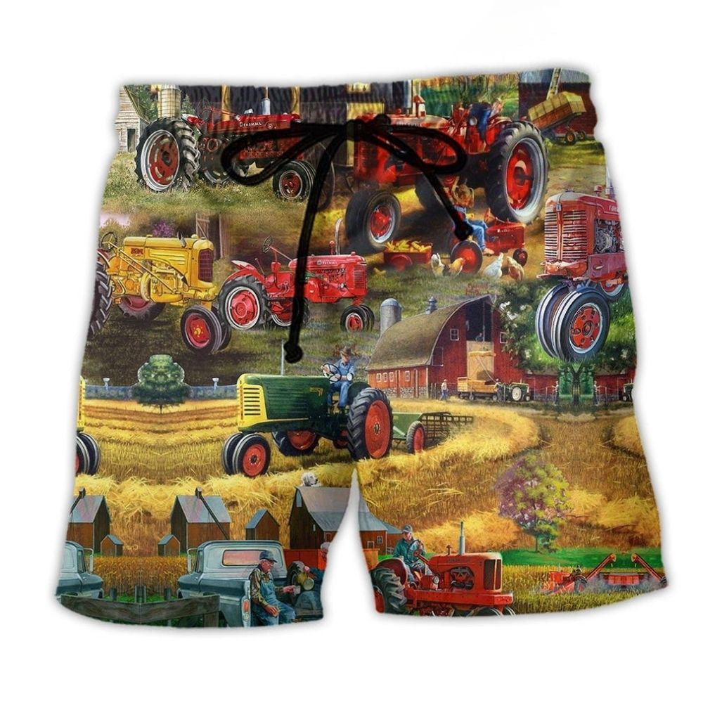 Farm Tractor Beach Shorts For Vacation Travel And Memorable Gift Ideas