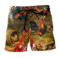 Vintage Garden Chicken Farm Beach Shorts Pattern Detail For Sunny Outdoor Activities