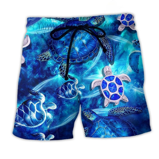 Turtle Flow Blue Ocean Beach Shorts For Island Escapes And Easy Warm Weather Wear