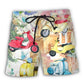 Scooter Floral Watercolor Beach Shorts For Sunny Day Getaways And Lightweight Summer Style