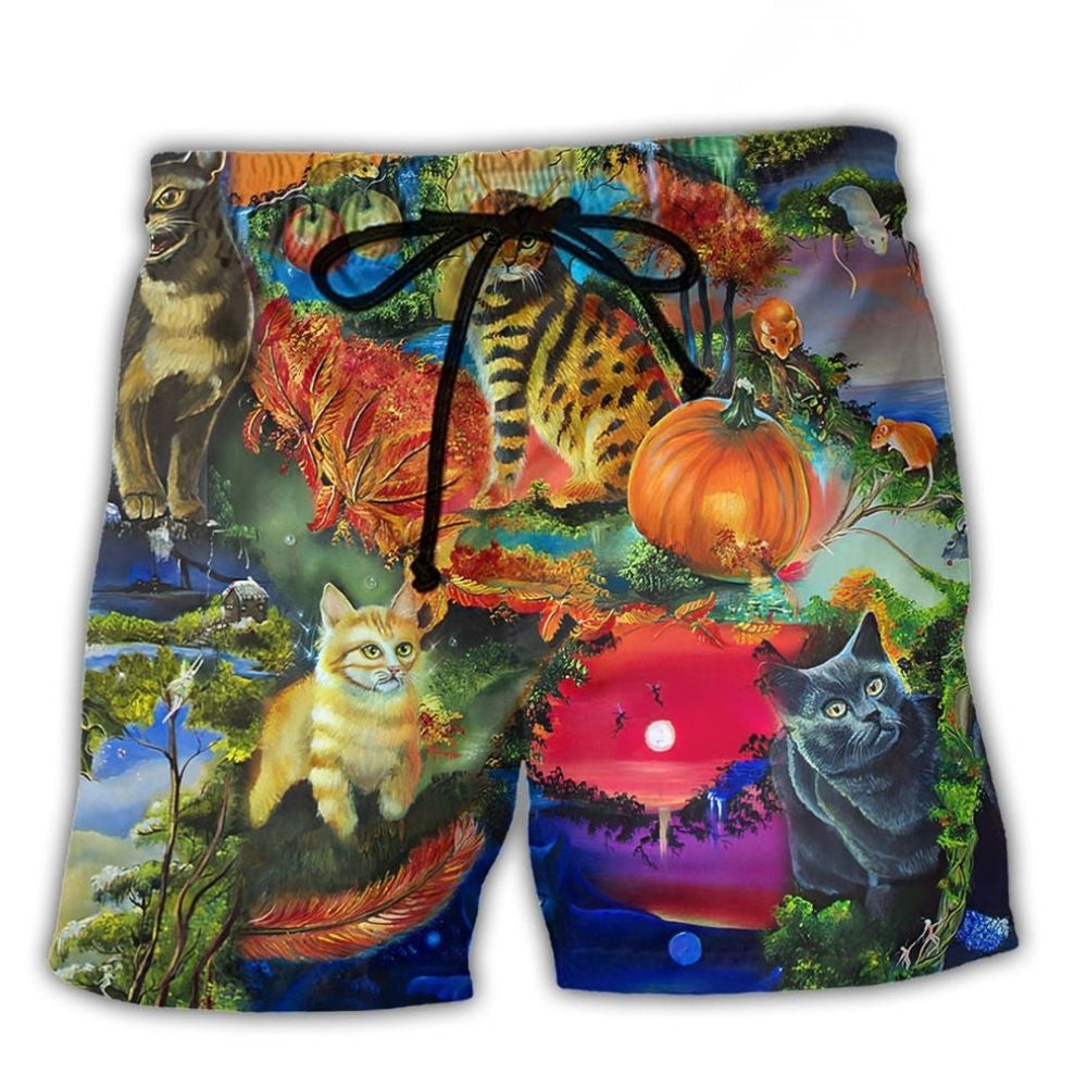 Cat Secret World Fantasy Beach Shorts For Sunny Holidays And Comfortable Daily Styling