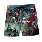 Christmas Santa Skull Beach Shorts Design Detail For Coastal Escapes And Daily Wear