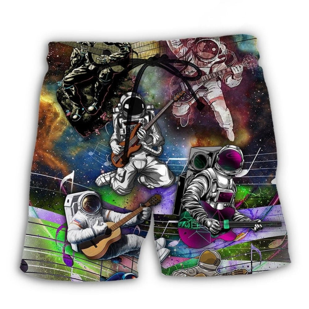 Astronaut Guitar Galaxy Music Beach Shorts For Sunny Holidays And Comfortable Daily Styling