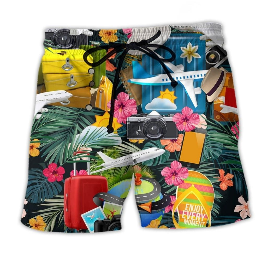 Tropical Airplane Travel Beach Shorts For Coastal Adventures And Bright Summer Outfits