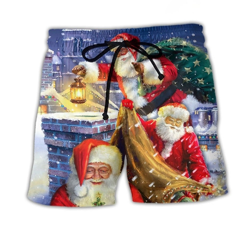 Funny Santa Rooftop Holiday Beach Shorts For Outdoor Adventures And Thoughtful Seasonal Gifts