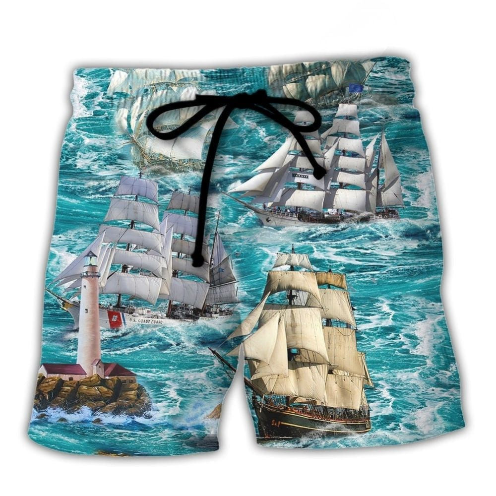 Sailing Clouds And Sea Dream Beach Shorts Design View For Comfortable Resort And Beach Styling