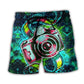 Abstract Colorful Retro Camera Beach Shorts Pattern View For Coastal Holidays And Casual Activities