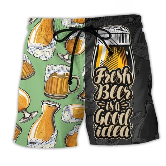Fresh Beer Funny Quote Beach Shorts Design Detail For Weekend Getaways And Beach Days