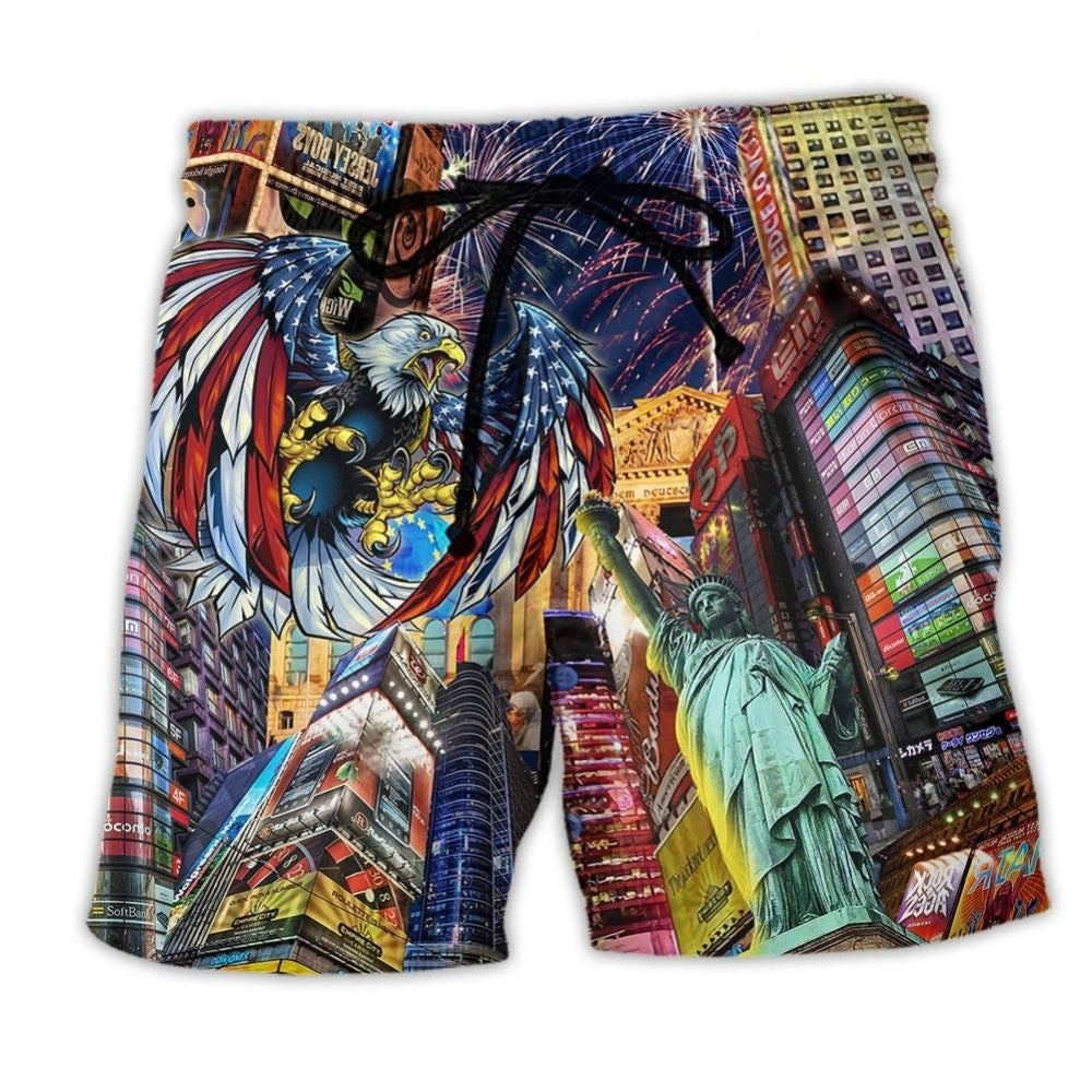 Year Eagle Fireworks Beach Shorts For Resort Days And Distinctive Seasonal Style