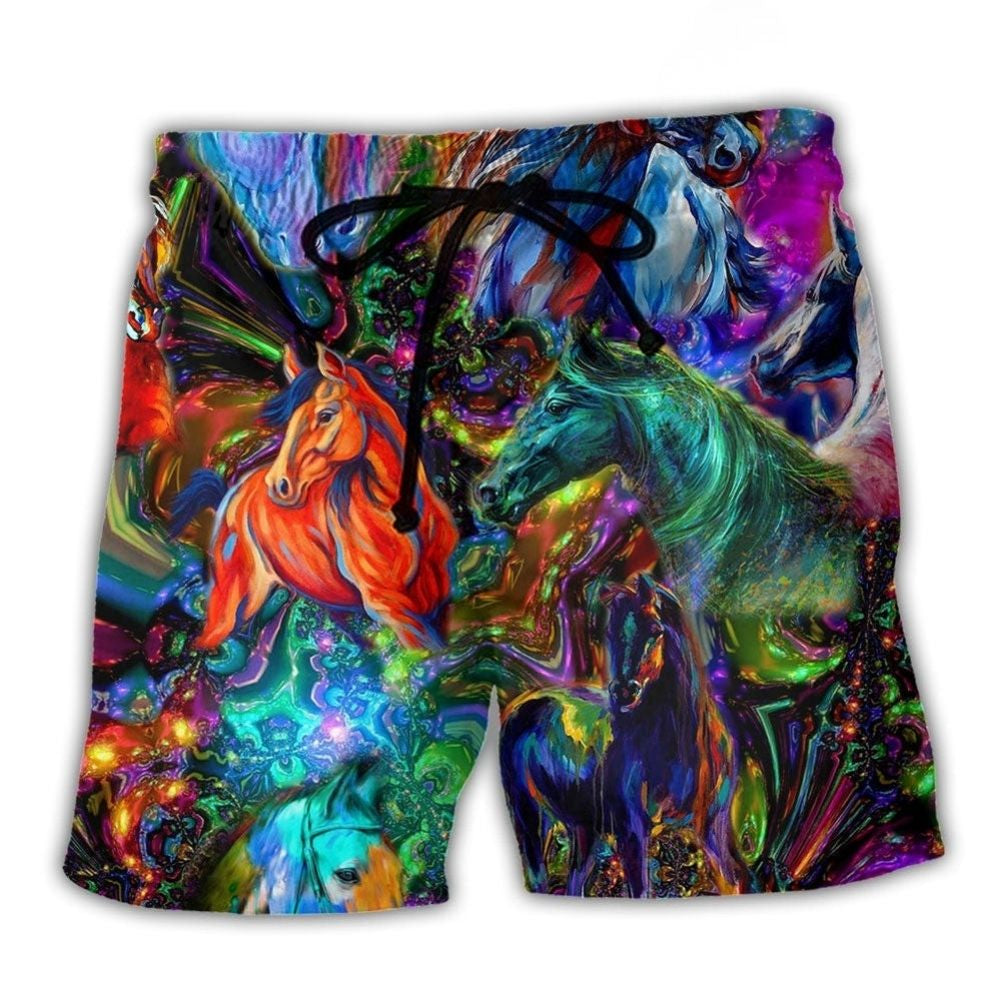 Colorful Horse Beach Shorts For Island Escapes And Comfortable Resort Style