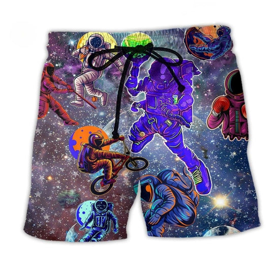 Astronaut Galaxy Discovery Beach Shorts For Seaside Travel And Flexible Everyday Wear