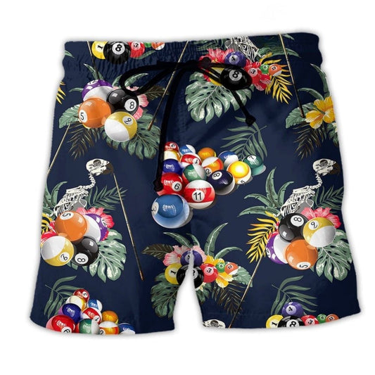 Billiard Tropical Leaf Summer Beach Shorts Graphic Detail For Resort Trips And Casual Outings