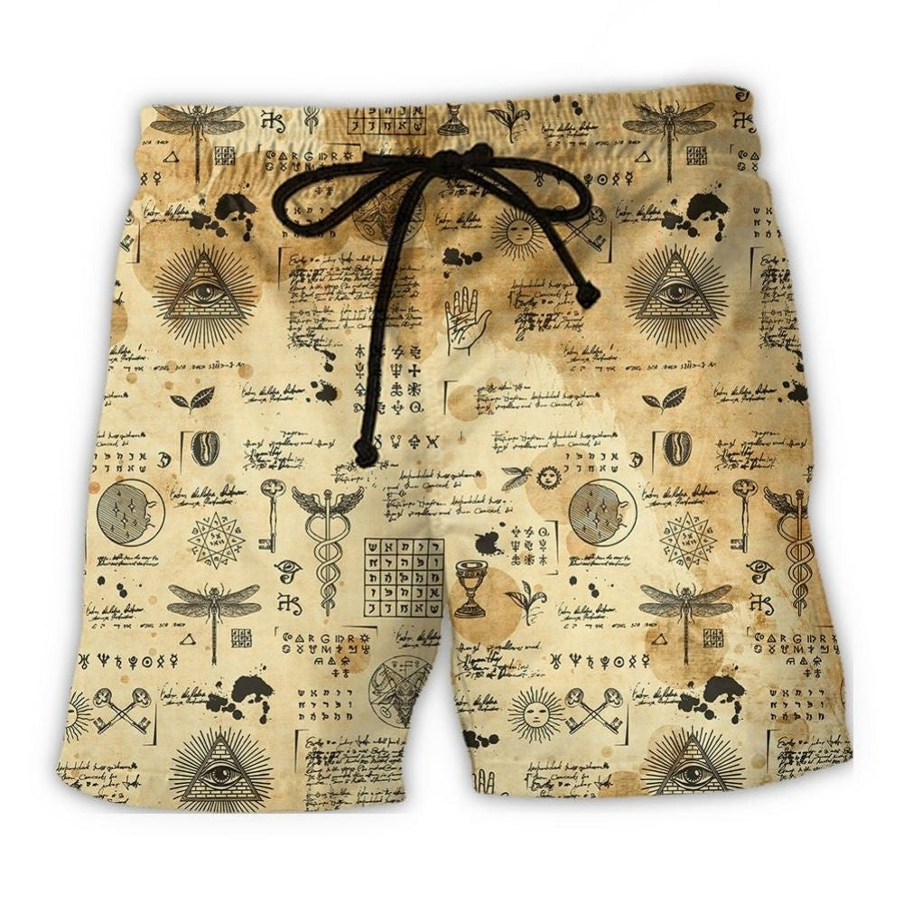 Egyptian Alchemy Ancient Symbol Beach Shorts For Outdoor Adventures And Thoughtful Seasonal Gifts
