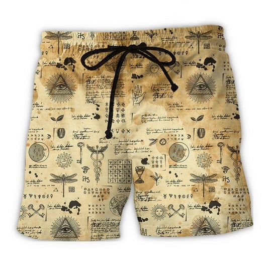 Egyptian Alchemy Ancient Symbol Beach Shorts For Outdoor Adventures And Thoughtful Seasonal Gifts