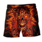 Skull Fire Smile Red Beach Shorts For Summer Festivals And Memorable Gift Ideas
