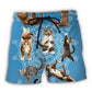 Yoga Cat Mandala Peaceful Beach Shorts Graphic Detail For Resort Trips And Casual Outings