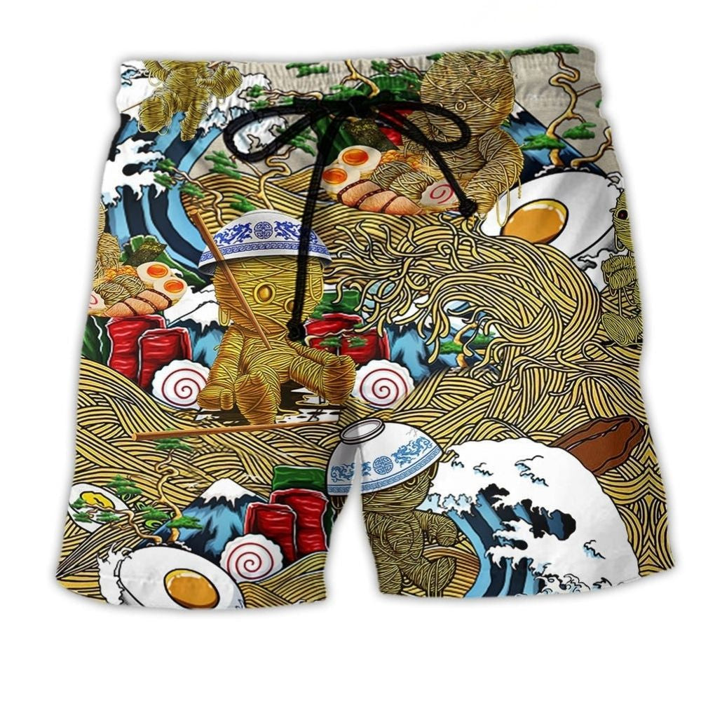 Ramen Bowl Egg Beach Shorts For Island Escapes And Everyday Comfort