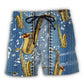 Saxophone Denim Music Beach Shorts For Poolside Relaxation And Vacation Ready Style