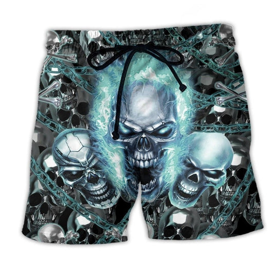 Skull Screaming Beach Shorts Artwork Detail For Casual Warm Weather Outfits