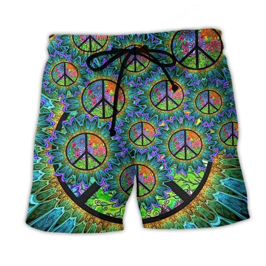 Colorful Bohemian Peace Beach Shorts For Island Escapes And Memorable Gift Ideas
