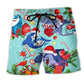 Shark Christmas Ocean Theme Beach Shorts Design Detail For Resort And Beach Day Style