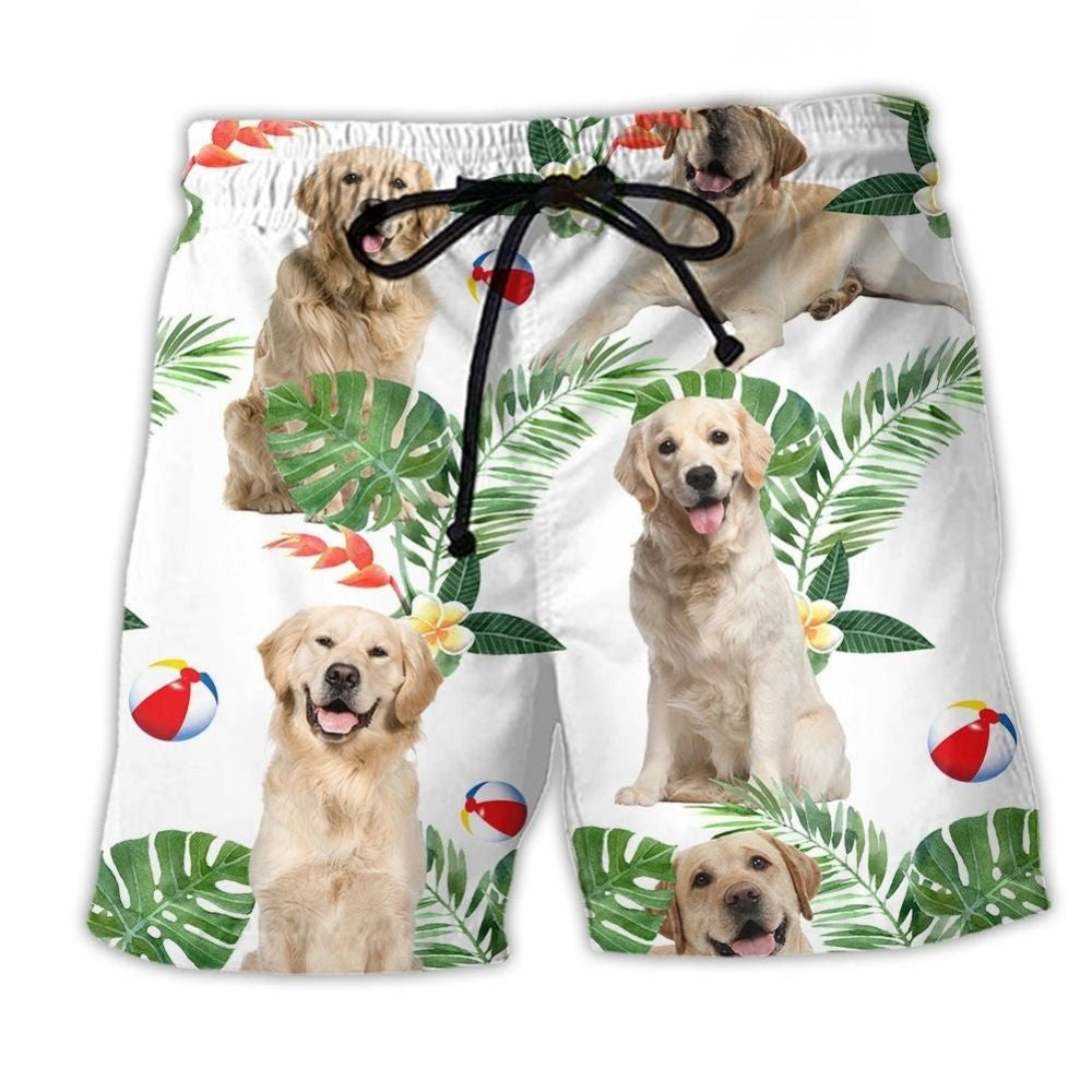 Labrador Retriever Tropical Cute Beach Shorts For Coastal Adventures And Relaxed Summer Wear