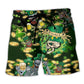 Irish Skull Loves Beer Beach Shorts Design Detail For Spooky Season Travel