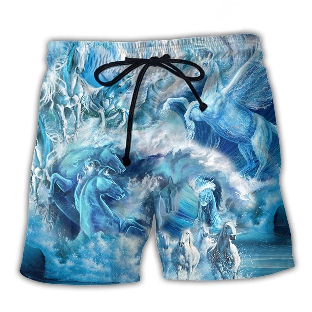 Horse Freedom Ocean Run Beach Shorts For Poolside Relaxation And Lightweight Summer Style
