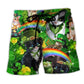 Irish Cat Shamrocks Green Beach Shorts For Outdoor Adventures And Leisure And Relaxation