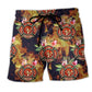 Firefighter Tropical Floral Colorful Beach Shorts Pattern Detail For Relaxed Warm Weather Outfits