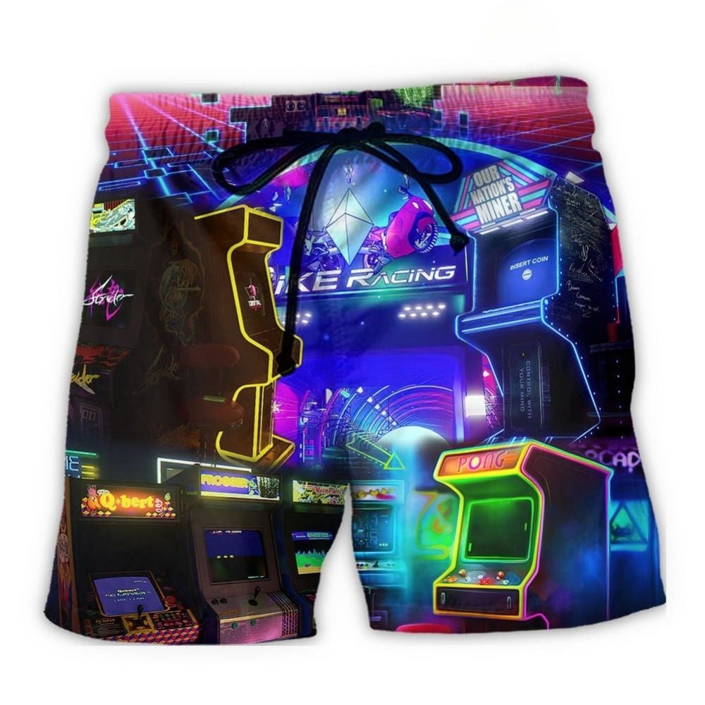 Arcade Gaming Makes Me Happy Beach Shorts For Resort Travel And Thoughtful Summer Gifting