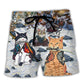 Samurai Cats Peaceful Philosophy Beach Shorts For Tropical Getaways And Weekend Adventures