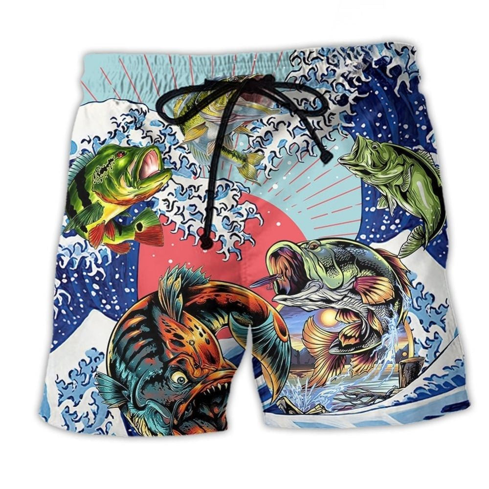 Fishing Ocean Wave Beach Shorts For Resort Days And Easy Warm Weather Wear