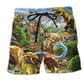 Dinosaur Rawrsome Cute World Beach Shorts For Fantasy Fans And Summer Vacation Style
