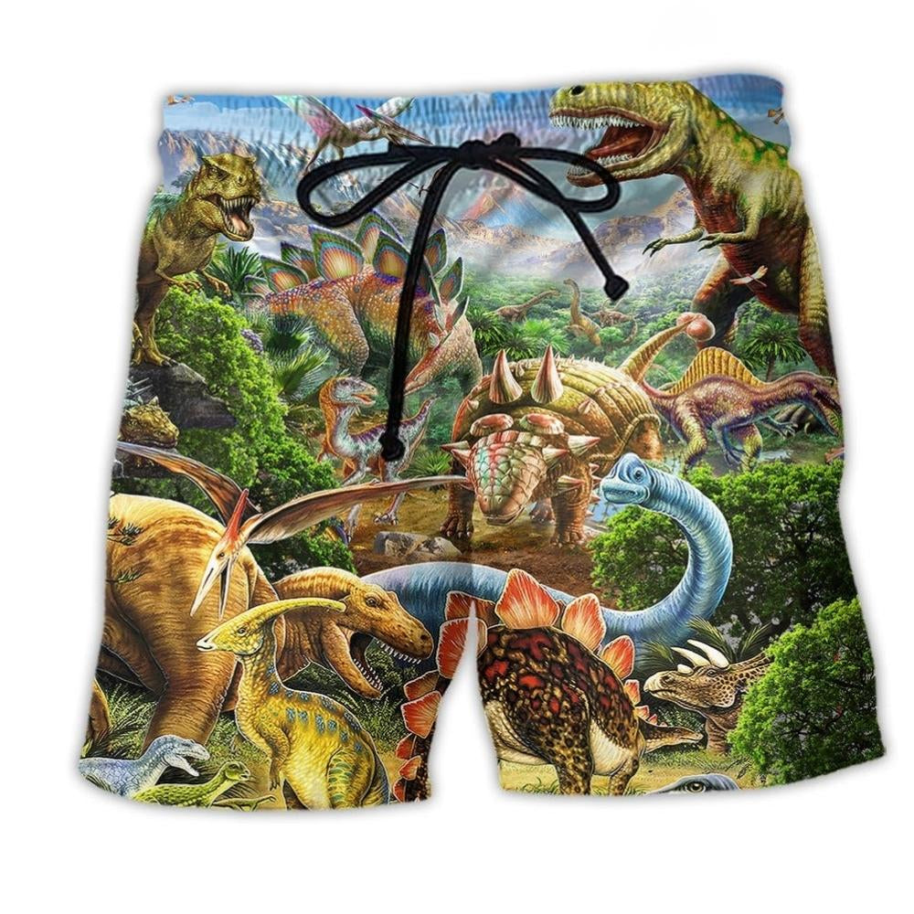 Dinosaur Rawrsome Cute World Beach Shorts For Fantasy Fans And Summer Vacation Style