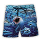 Shark Family Hunt Beach Shorts For Tropical Holidays And Travel Ready Comfort