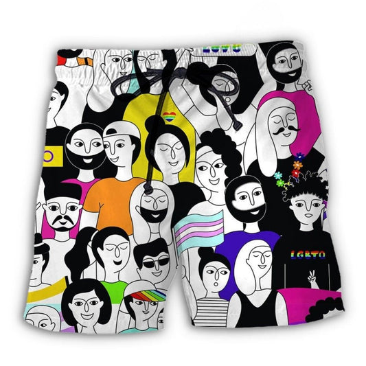 LGBT Love Who You Want Pride Message Beach Shorts Pattern Detail For Relaxed Warm Weather Outfits