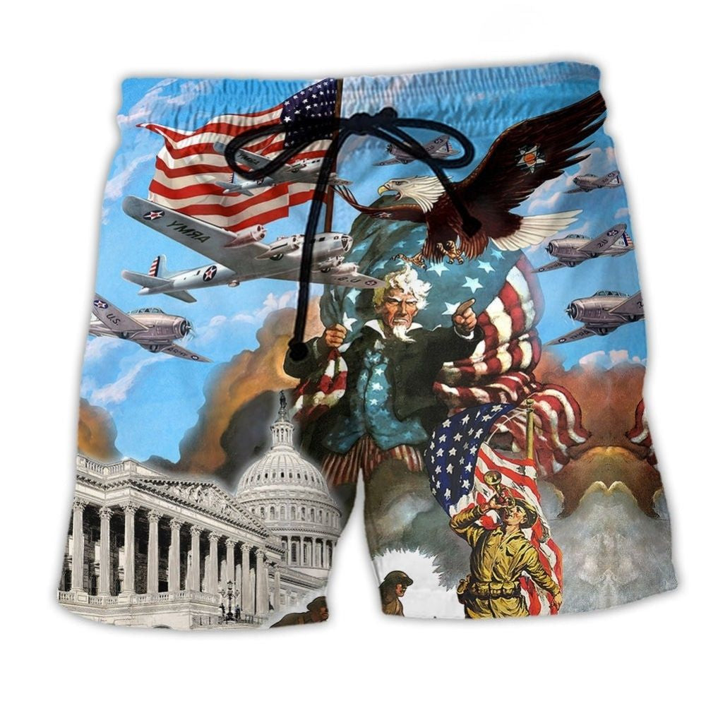 America War Peace Beach Shorts For Coastal Road Trips And Relaxed Holiday Style