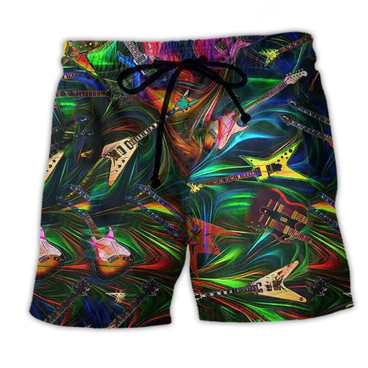 Electric Guitar Beach Shorts Artwork Detail For Music Lovers And Gift Giving