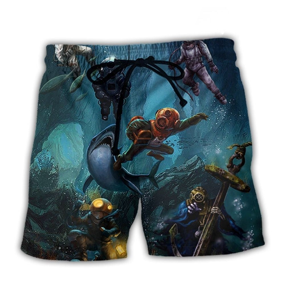 Deep Blue Sea Diving Beach Shorts For Island Escapes And Easy Warm Weather Wear