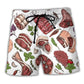 Delicious Meat Food Lover Beach Shorts Design View For Summer Events And Coastal Getaways