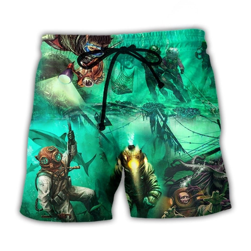 Sea Monster Diving Fantasy Beach Shorts For Outdoor Adventures And Memorable Gift Ideas