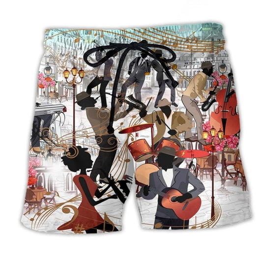 Jazz Music Beach Shorts For Coastal Adventures And Relaxed Casual Style