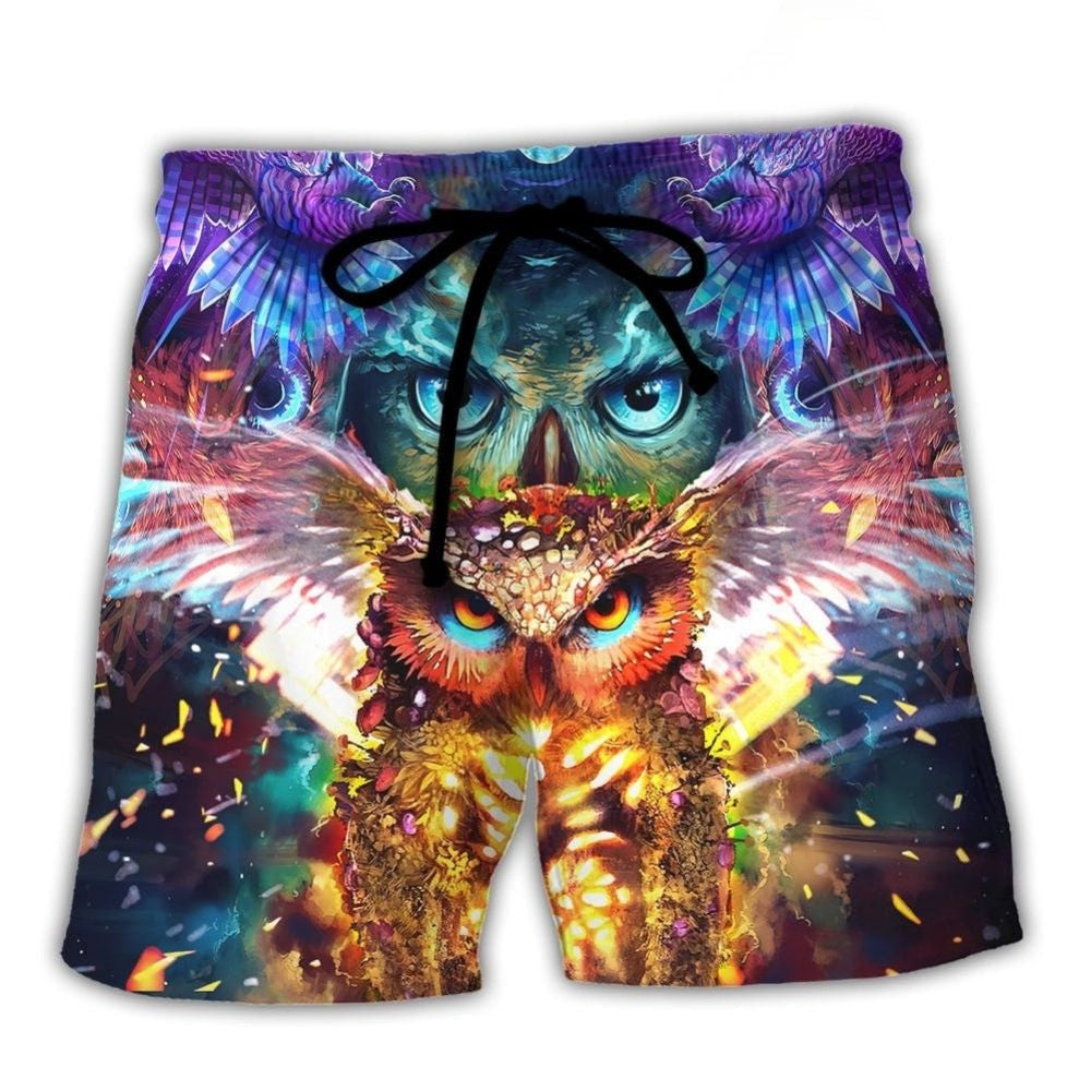 Owl Love Message Minimal Beach Shorts Design View For Summer Events And Coastal Getaways