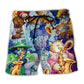 Funny Cat Jazz Music Beach Shorts Design Detail For Casual Warm Weather Outfits