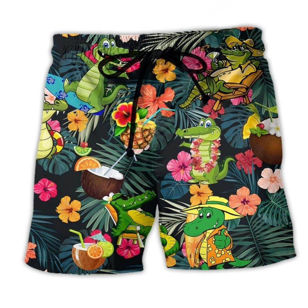 Alligator Bite You Later Funny Beach Shorts Pattern Detail For Sunny Outdoor Activities