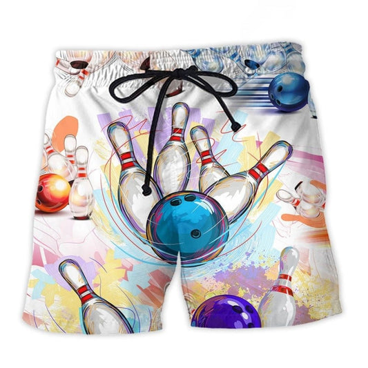 Bowling Game Artistic Sport Beach Shorts Print View For Coastal Escapes And Casual Outings