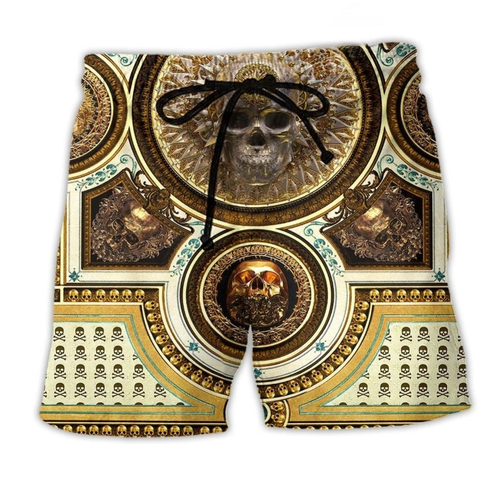 Skull Gold Beach Shorts For Poolside Relaxation And Casual Outdoor Comfort