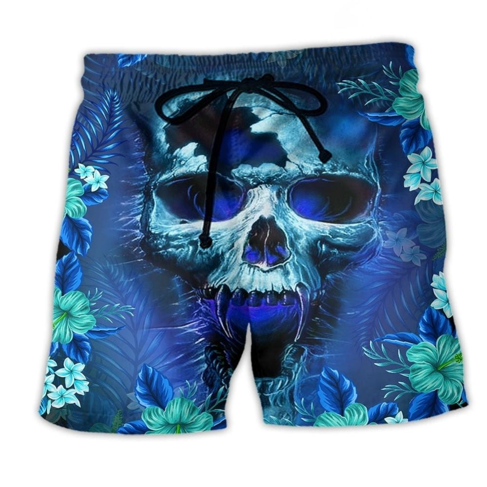Skull Hello Summer Blue Beach Shorts For Beach Days And Warm Weather Wardrobe